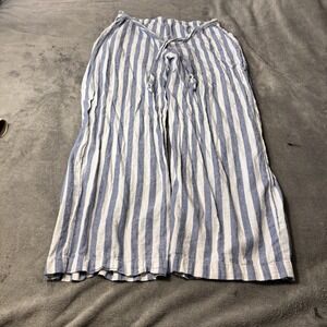 Beach Lunch Lounge Striped Linen Cotton Wide Leg Pants Women's Size M